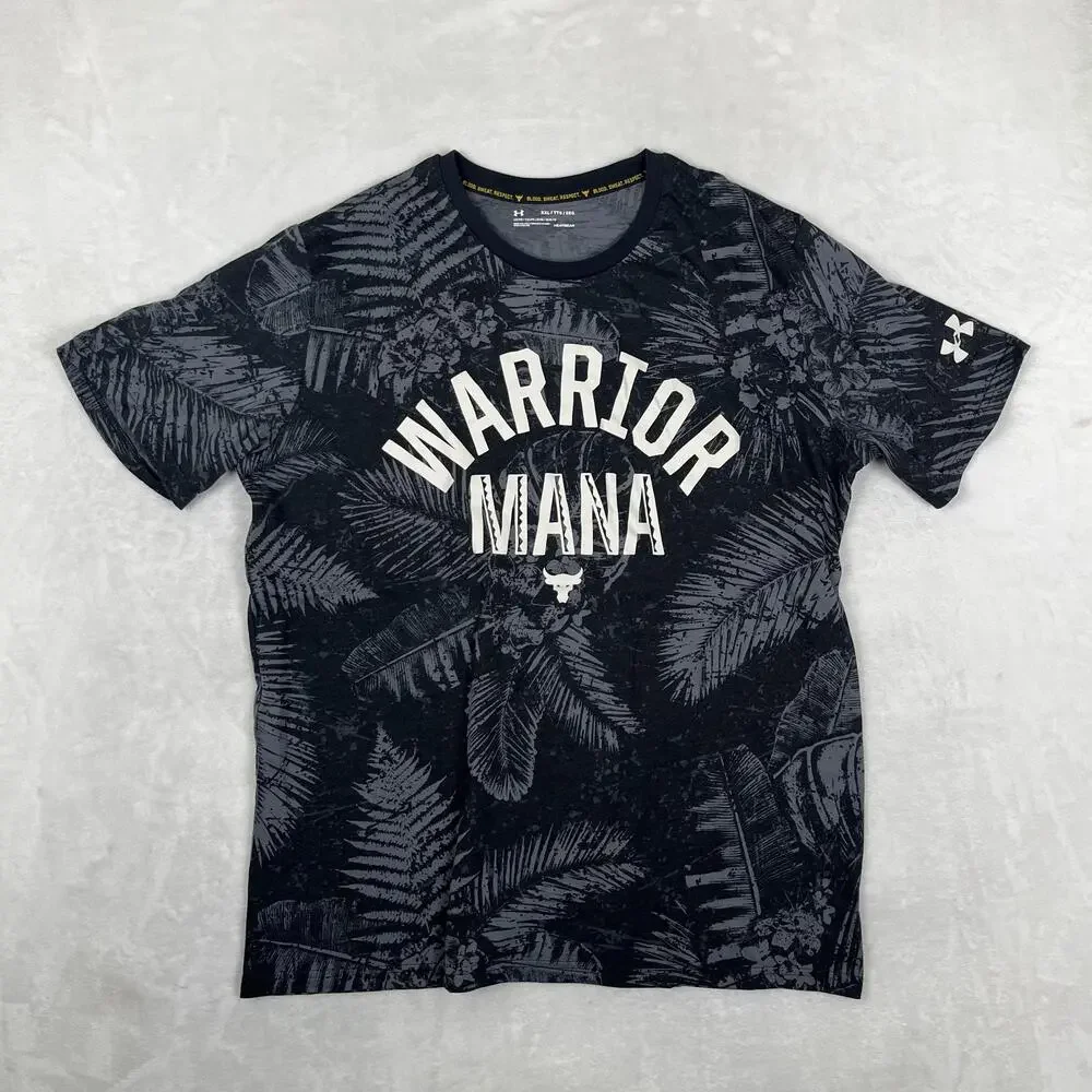Under Armour Warrior Mana T-Shirt Mens 2XL Black Project Rock Tropical Training